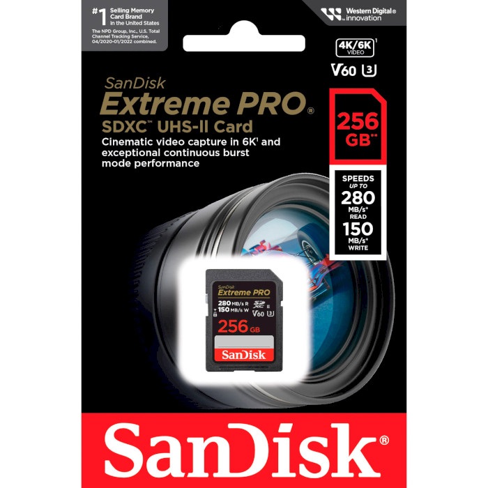 Карта пам'яті SANDISK SDXC Extreme Pro 256GB UHS-II U3 V60 Class 10 (SDSDXEP-256G-GN4IN)