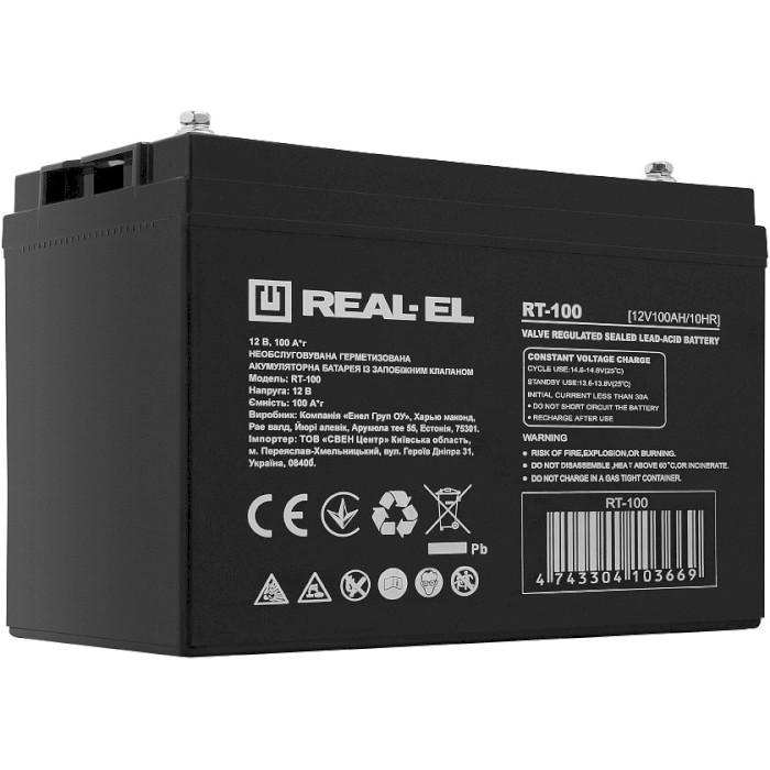 Акумуляторна батарея REAL-EL 12V 100Ah (12В, 100Агод)