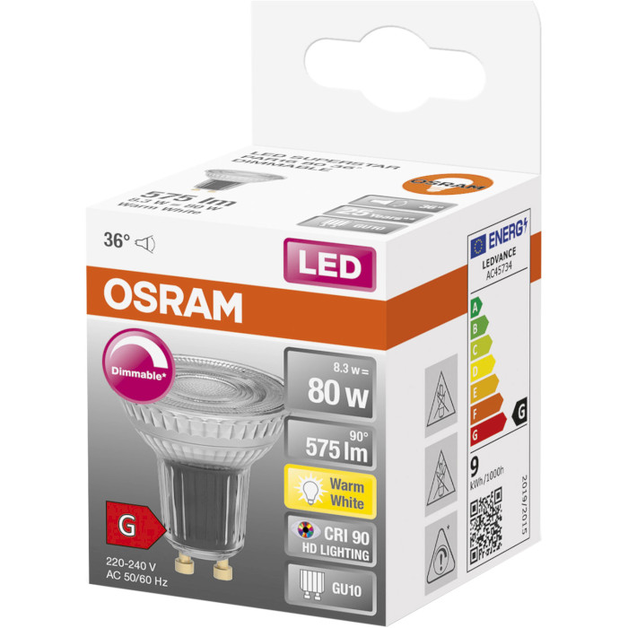 Лампочка LED OSRAM LED Base MR16 GU10 8.3W 2700K 220V (4058075433663)