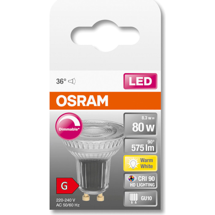 Лампочка LED OSRAM LED Base MR16 GU10 8.3W 2700K 220V (4058075433663)