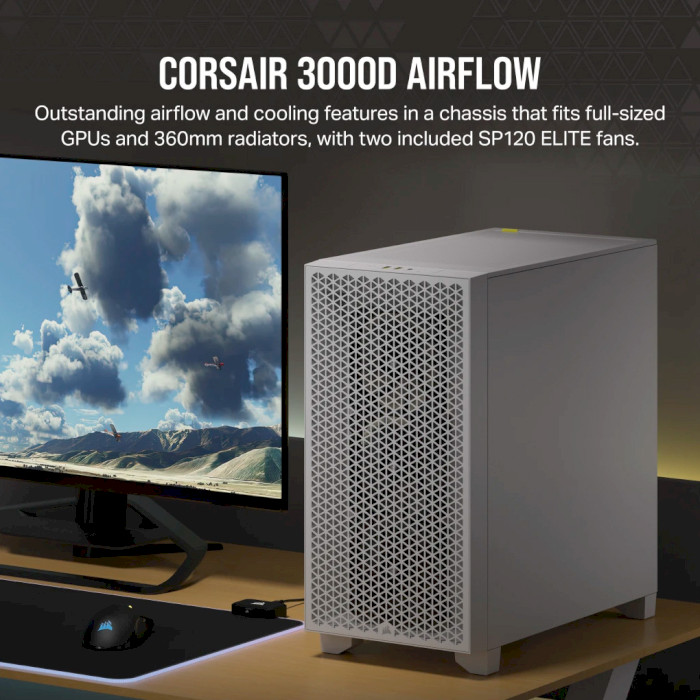 Корпус CORSAIR 3000D Airflow White (CC-9011252-WW)