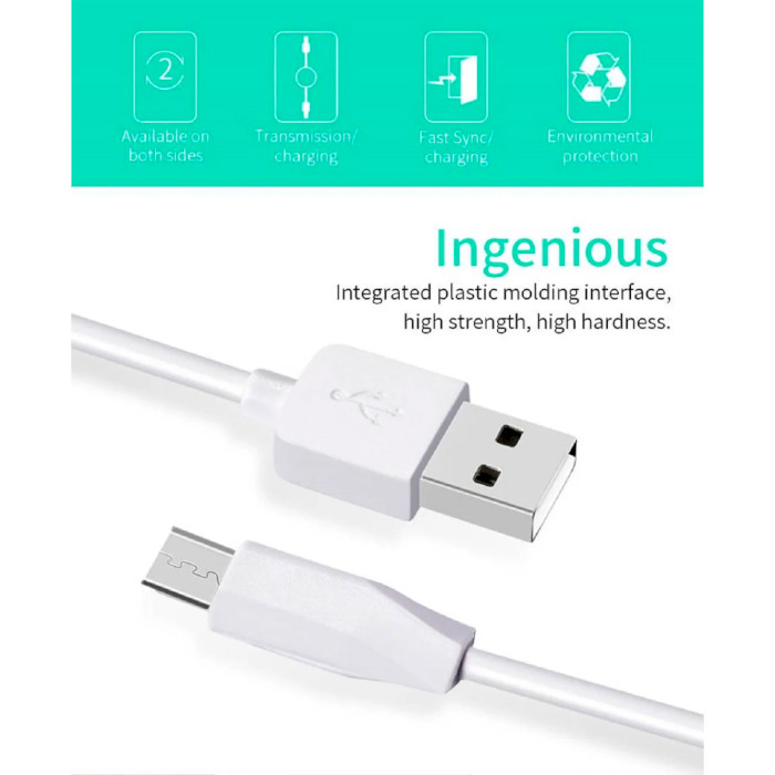 Кабель HOCO X1 Rapid USB-A to Micro-USB 2м White
