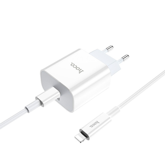 Зарядное устройство HOCO C76A Speed source 1xUSB-C, PD20W White w/Type-C to Lightning cable (6931474746924)