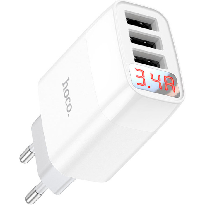 Зарядний пристрій HOCO C93A Easy charge 3xUSB-A, 3.4A White (6931474760593)