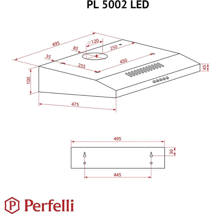 Витяжка PERFELLI PL 5002 BL LED