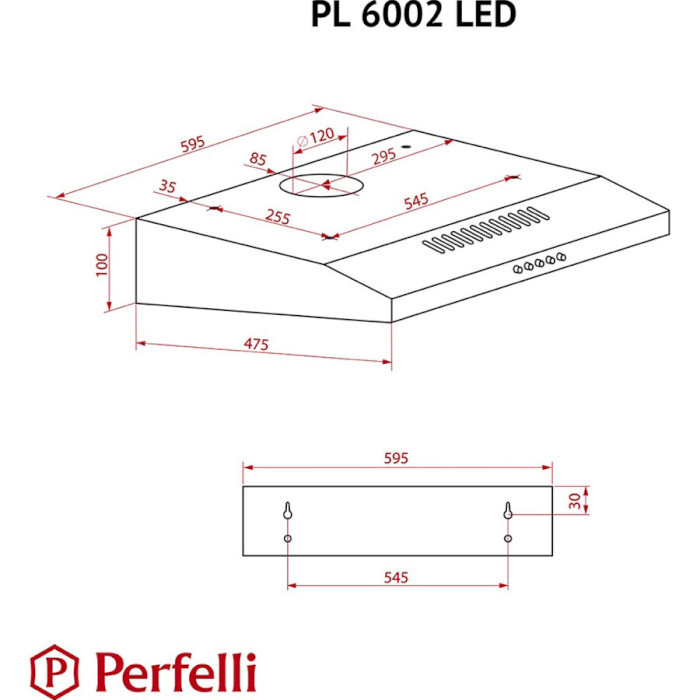 Витяжка PERFELLI PL 6002 BL LED