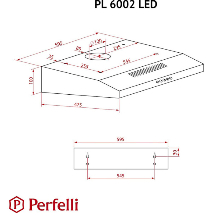 Витяжка PERFELLI PL 6002 W LED