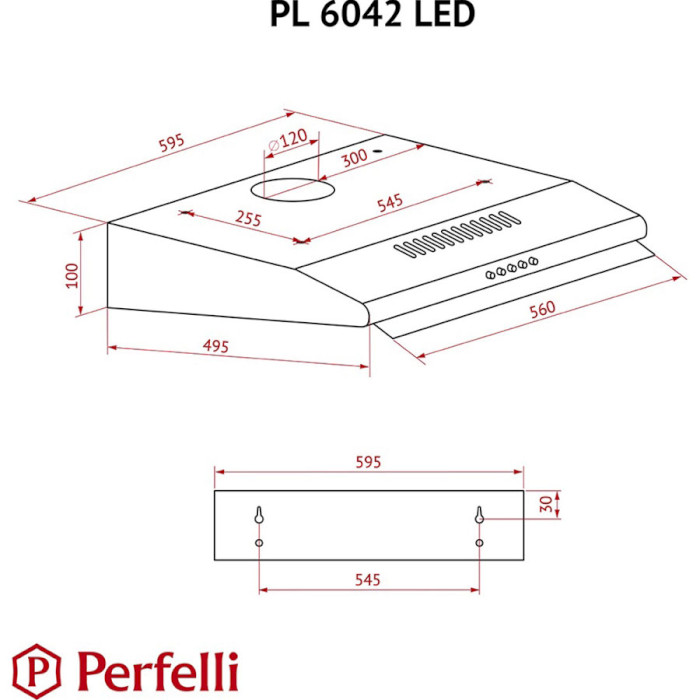 Витяжка PERFELLI PL 6042 W LED