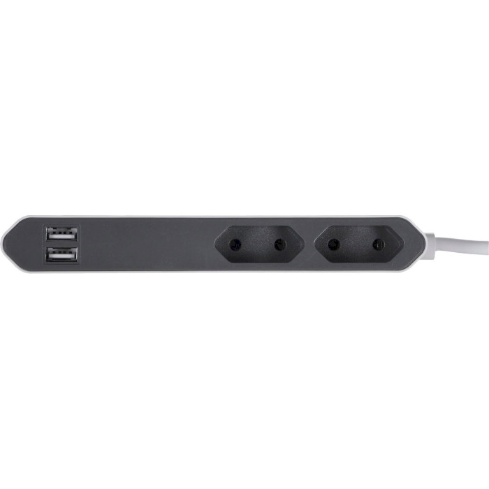 Удлинитель ALLOCACOC PowerBar USB Gray, 2 розетки, 2xUSB, 1.5м (9102/PB2SEU)
