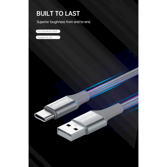 Кабель ROMOSS USB to Type-C 3A 1м Gray (CB3035-631-G43H)