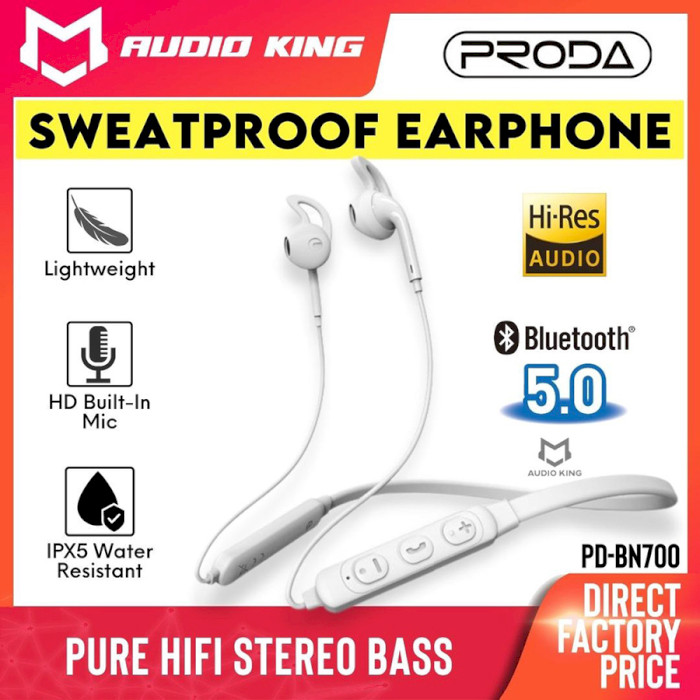 Навушники PRODA Jazz Neckband Sports PD-BN700 White