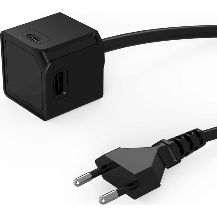 Зарядний пристрій ALLOCACOC USBcube Original 2xUSB-A, 2xUSB-C, 15W, cable 1.5m Black