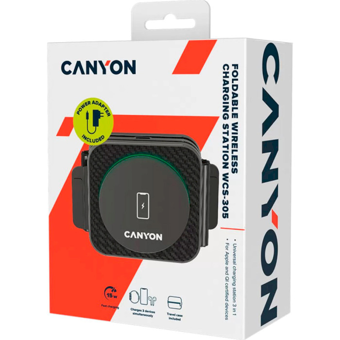Беспроводное зарядное устройство CANYON WS-305 Wireless Charging Station Black (CNS-WCS305B)