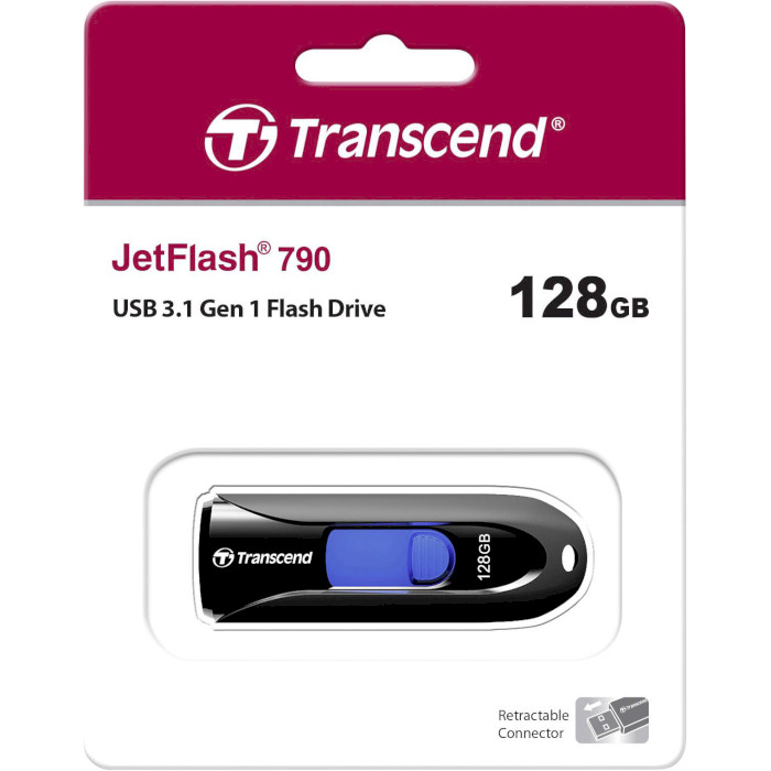 Флэшка TRANSCEND JetFlash 790 USB3.1 128GB Black (TS128GJF790K)