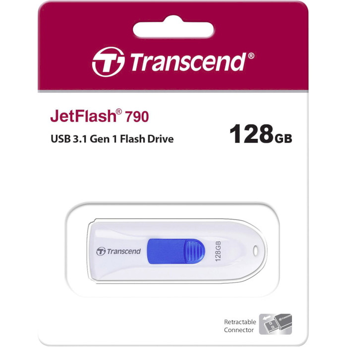 Флэшка TRANSCEND JetFlash 790 128GB White (TS128GJF790W)