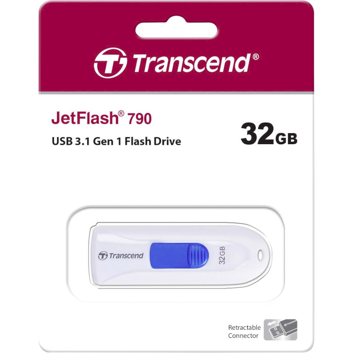Флэшка TRANSCEND JetFlash 790 32GB USB3.1 White (TS32GJF790W)