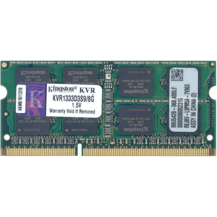 Модуль пам'яті KINGSTON KVR ValueRAM SO-DIMM DDR3 1333MHz 8GB (KVR1333D3S9/8G)