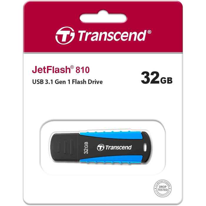 Флэшка TRANSCEND JetFlash 810 Rugged 32GB Black/Blue (TS32GJF810)