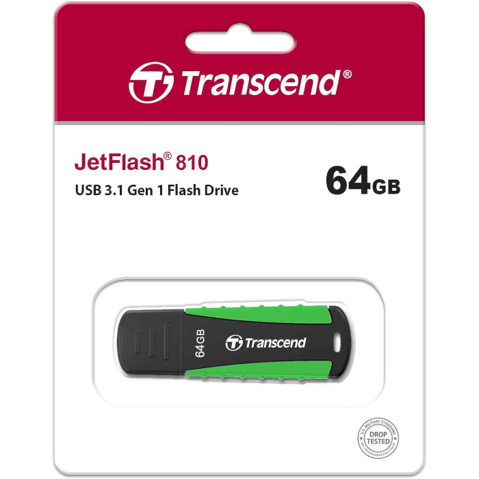 Флешка TRANSCEND JetFlash 810 Rugged 64GB Black/Green (TS64GJF810)