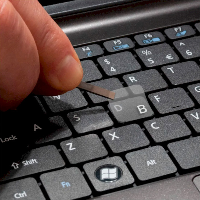 Наклейки на клавиатуру SampleZone прозрачные с белыми буквами, EN/UA/RU (SZ-N-W)