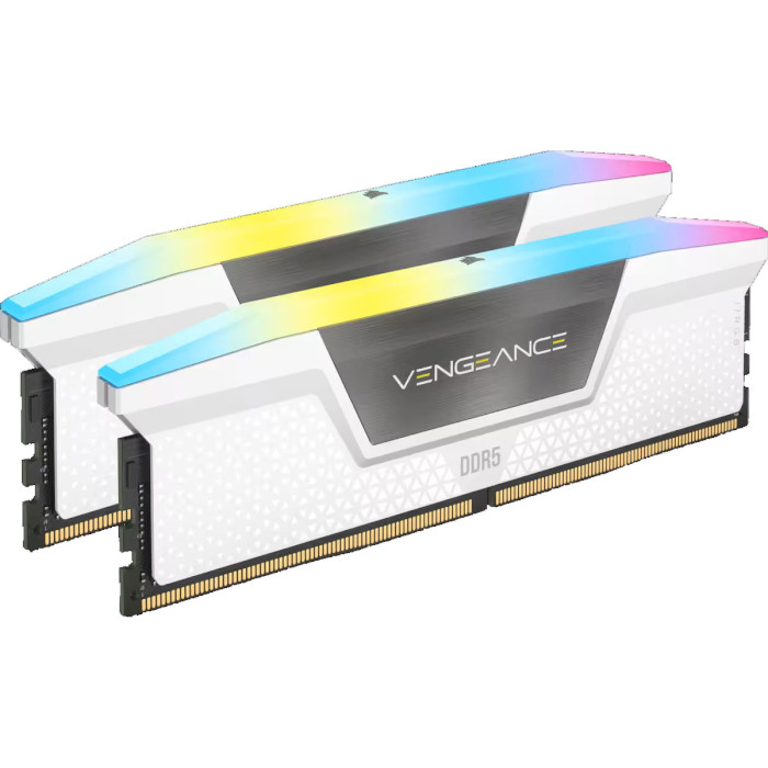 Модуль пам'яті CORSAIR Vengeance RGB White DDR5 6400MHz 32GB Kit 2x16GB (CMH32GX5M2B6400C36W)