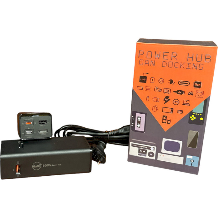 Зарядна станція XOKO Power Hub QC-700 7-in-1 GAN 100W, PD, QC, USB3.1, HDMI, micro SD reader Black (XK-QC-700)