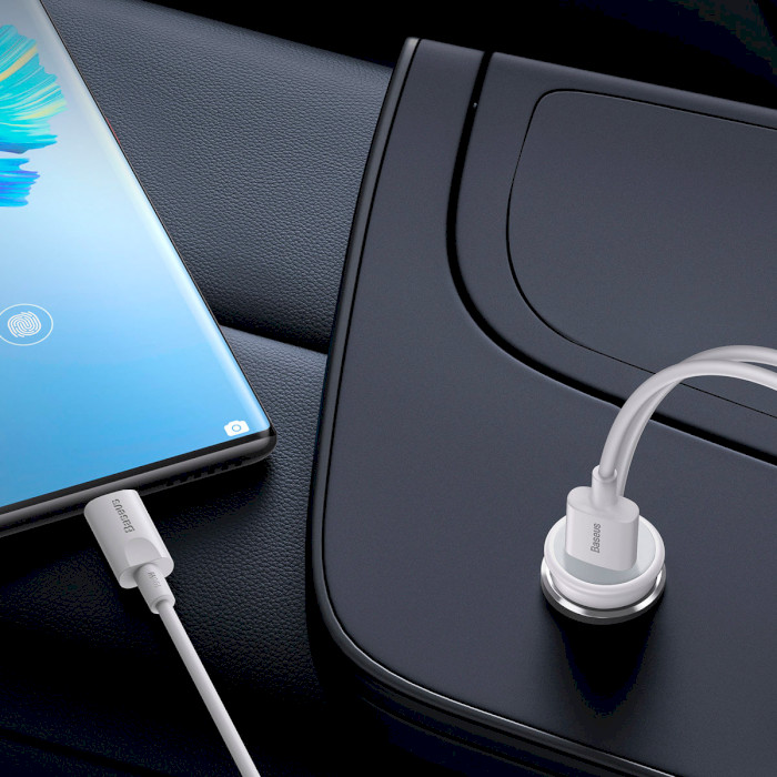 Автотримач для смартфона з бездротовою зарядкою BASEUS CW01 Magnetic Wireless Charging Car Mount 40W USB-C White (SUCX040102)