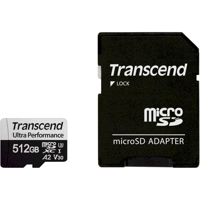 Карта пам'яті TRANSCEND microSDXC 340S 512GB UHS-I U3 V30 A2 Class 10 + SD-adapter (TS512GUSD340S)