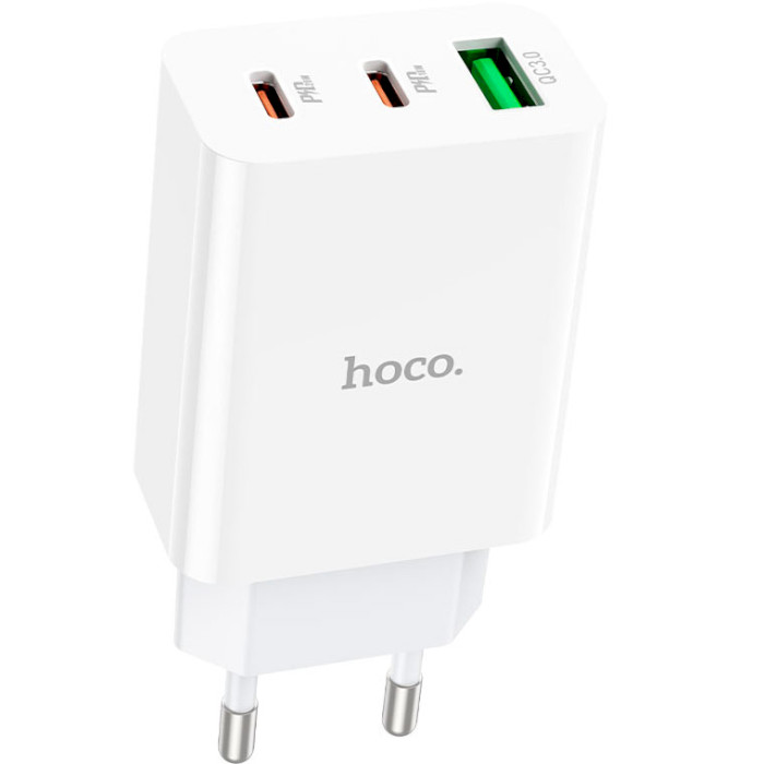 Зарядний пристрій HOCO C99A 1xUSB-A, 2xUSB-C, PD20W, QC3.0 White (6931474767554)