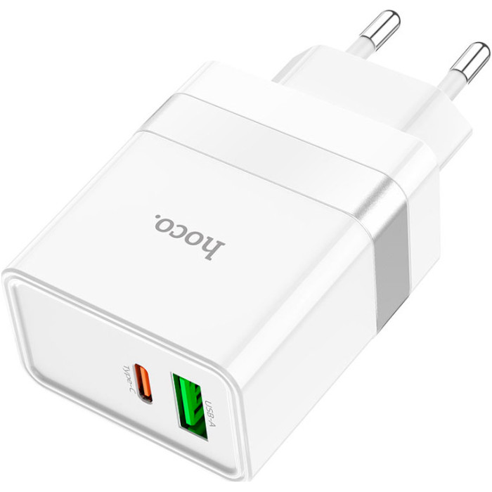 Зарядний пристрій HOCO N21 Topspeed 1xUSB-A, 1xUSB-C, PD30W, QC3.0 White (6931474757777)