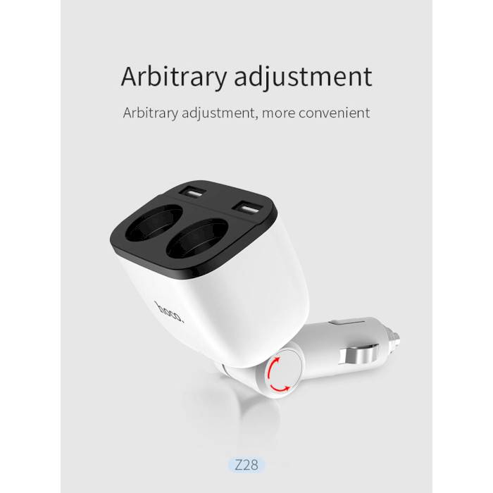 Зарядное устройство HOCO Z28 Power Ocean 2xUSB-A, 2xCar Charger, LED Digital Display, 3.1A White (6957531091967)
