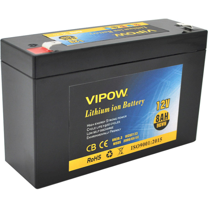 Аккумуляторная батарея VIPOW Li-ion 12V-8Ah (12В, 8Ач, BMS)