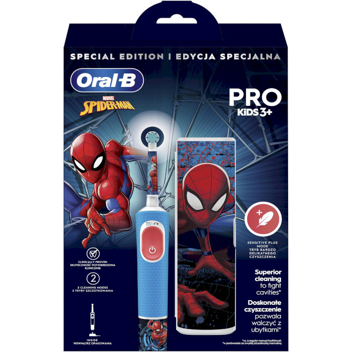 Электрическая детская зубная щётка BRAUN ORAL-B Pro Kids Spider-Man D103.413.2KX