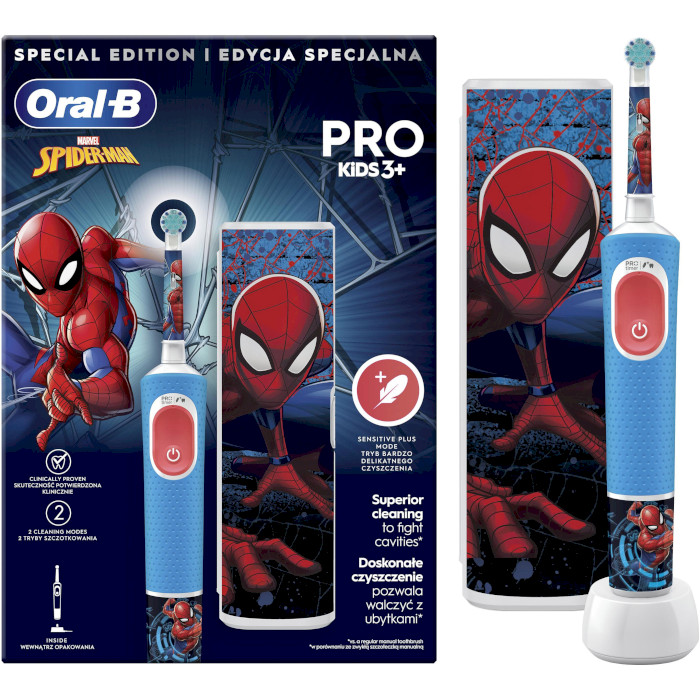 Электрическая детская зубная щётка BRAUN ORAL-B Pro Kids Spider-Man D103.413.2KX