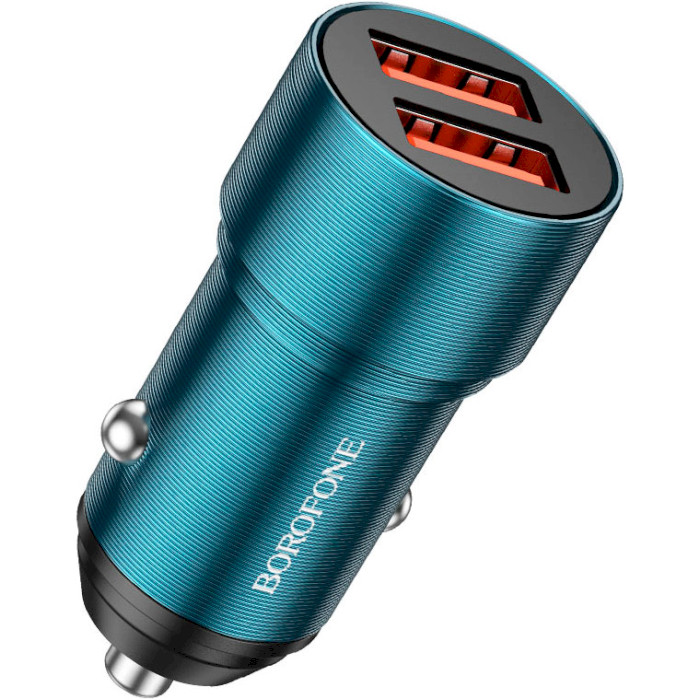 Автомобільний зарядний пристрій BOROFONE BZ19 Wisdom 2xUSB-A, 2.4A Sapphire Blue w/Micro-USB cable (BZ19MSU)