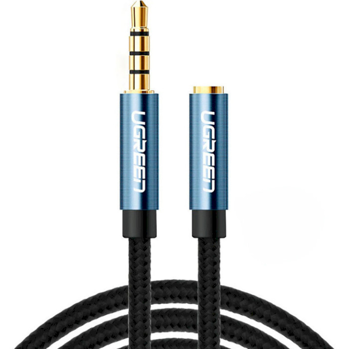 Кабель UGREEN AV118 3.5mm Male to 3.5mm Female Extension Cable mini-jack 3.5 мм 2м Blue (40675)