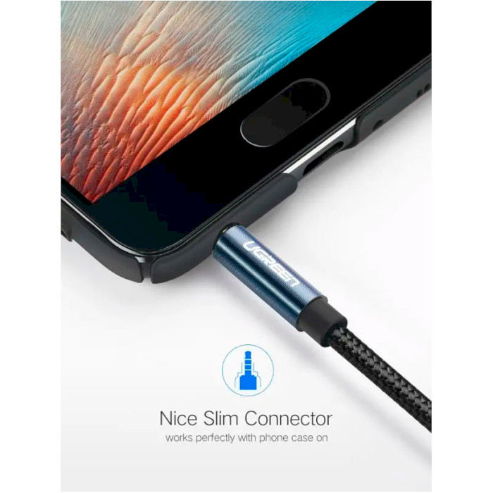 Кабель UGREEN AV118 3.5mm Male to 3.5mm Female Extension Cable mini-jack 3.5mm 2м Blue (40675)