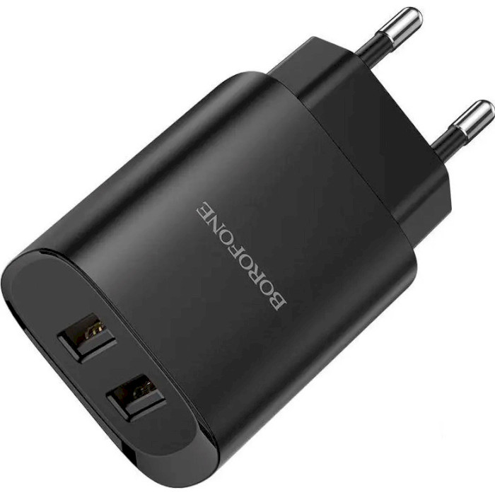 Зарядний пристрій BOROFONE BN2 Super Fast 2xUSB-A, 2.1A Black w/Lightning cable (BN2LB)