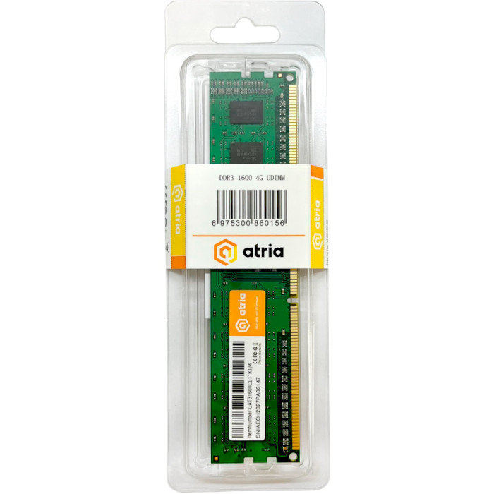 Модуль памяти ATRIA DDR3 1600MHz 4GB (UAT31600CL11K1/4)