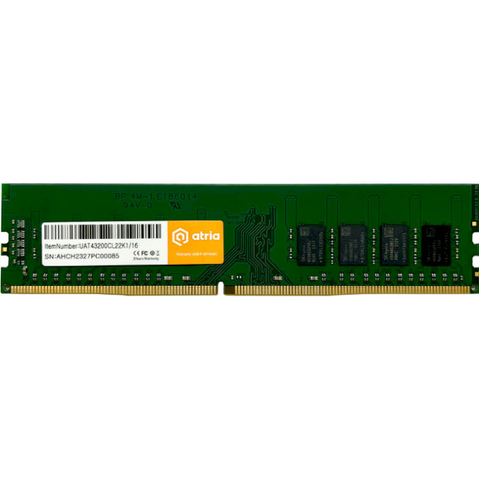 Модуль пам'яті ATRIA DDR4 3200MHz 16GB (UAT43200CL22K1/16)