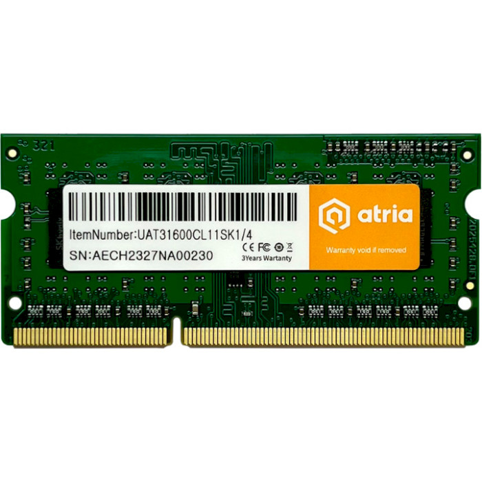 Модуль памяти ATRIA SO-DIMM DDR3 1600MHz 4GB (UAT31600CL11SK1/4)