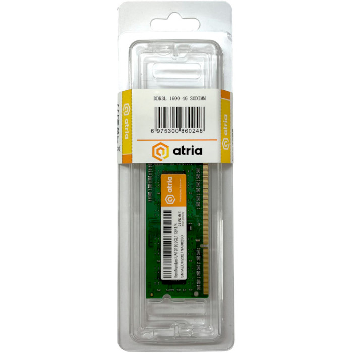 Модуль памяти ATRIA SO-DIMM DDR3 1600MHz 4GB (UAT31600CL11SK1/4)