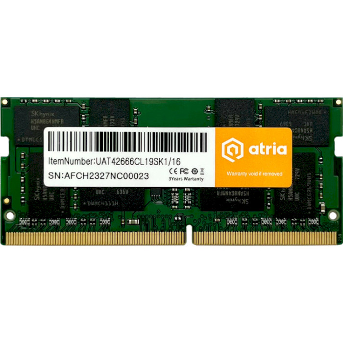 Модуль пам'яті ATRIA SO-DIMM DDR4 2666MHz 16GB (UAT42666CL19SK1/16)
