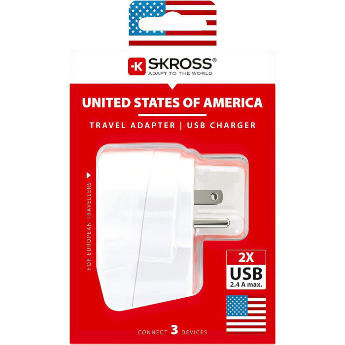 Перехідник мережевий SKROSS Europe to USA USB White (1.500281)