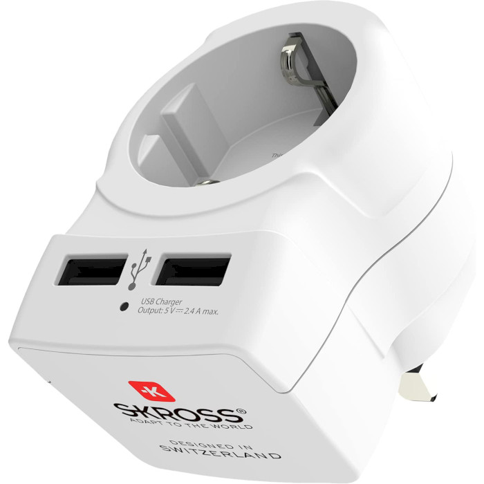 Перехідник мережевий SKROSS Europe to UK USB White (1.500280)