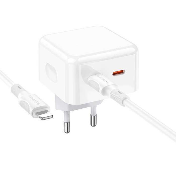 Зарядное устройство BOROFONE BA76A Source 2xUSB-C, PD35W, QC3.0 White w/Type-C to Lightning cable