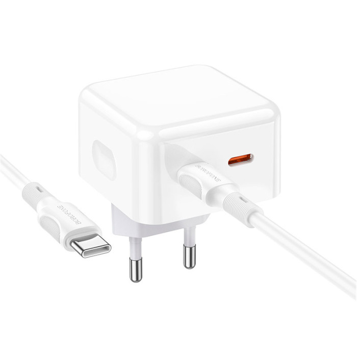 Зарядний пристрій BOROFONE BA76A Source 2xUSB-C, PD35W, QC3.0 White w/Type-C to Type-C cable (BA76ACCW)