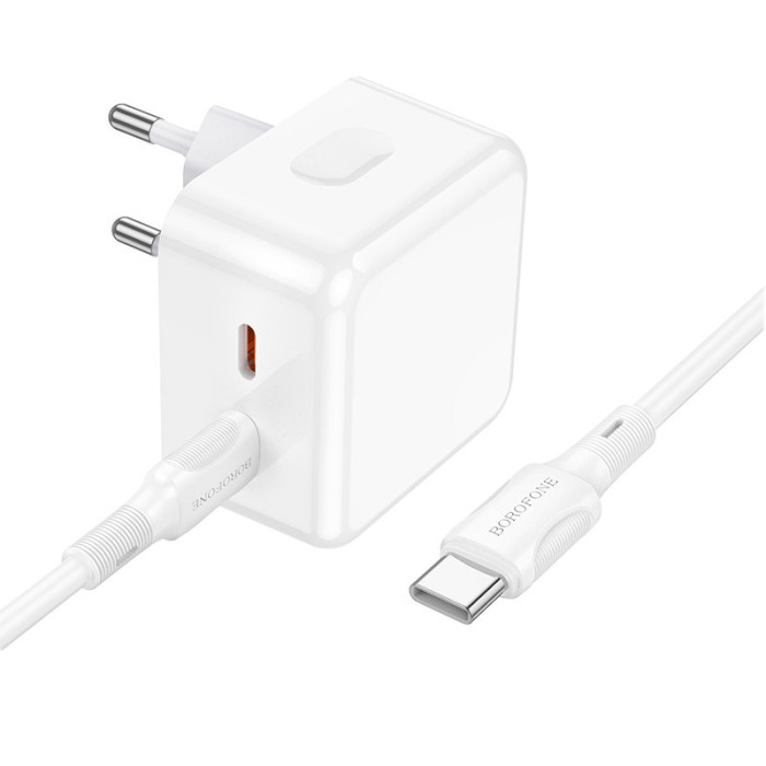 Зарядний пристрій BOROFONE BA76A Source 2xUSB-C, PD35W, QC3.0 White w/Type-C to Type-C cable (BA76ACCW)