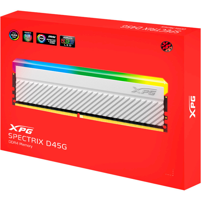 Модуль памяти ADATA XPG Spectrix D45G RGB White DDR4 3600MHz 32GB Kit 2x16GB (AX4U360016G18I-DCWHD45G)