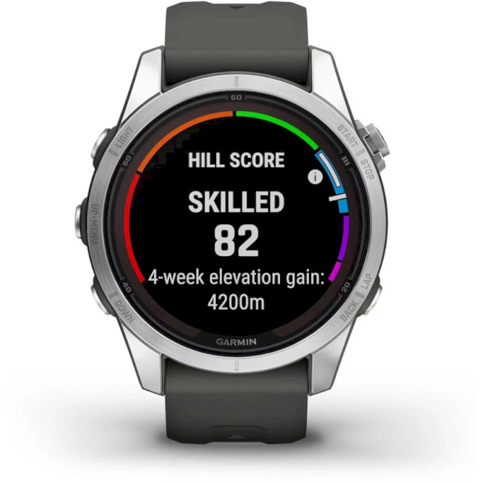 Смарт-годинник GARMIN Fenix 7S Pro Solar 42mm Silver with Graphite Band (010-02776-01)